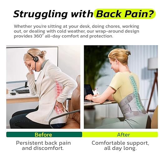aoFIT Back Brace for Men Lower Back Pain Women Relief with 360-Degree Biochemical Hug Support without Suspenders Back Support Belt Soft Breathable Fabric Lumbar Support for Herniated Disc Sciatica M