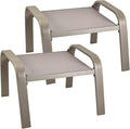 Deugold Outdoor Patio Footstools 2 Set Suit Patio Chairs Texliene Outside Ottomans Side Table for Backyard Beige