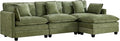 UMBFUN 3-Seater Cloud Couch with Ottoman, Oversized Comfy Modular Sectional L Shaped Sofa with Deep Seats, Chenille Couch for Living Room, Green