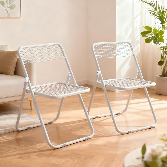 2 Pack Folding Chair,All White Color,Single Piece,Foldable Space - Saving Design for Indoor/Outdoor Use