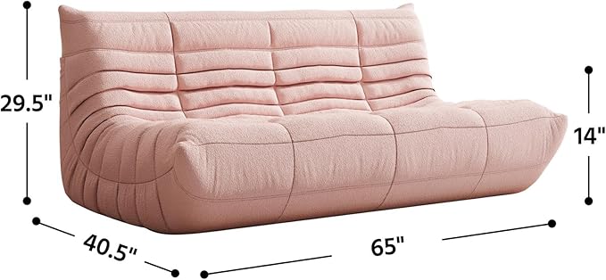 Bean Bag Chair, Fireside Chair, Large Bean Bag Chair for Adults, Bean Bag Chairs for Teens with High-Resilience Foam, Non-Slip Base Floor Lounge Sofa,Living Room (Pink, 3-Seater)