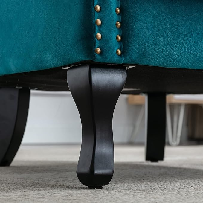 LZAREAL Accent Reading Arm Chairs Midcentury Modern Comfy Corner Sofa Chair, Wingback Waiting Room Club Chair with Tufted Back for Living Room/Bedroom/Reception Room, Velvet Teal