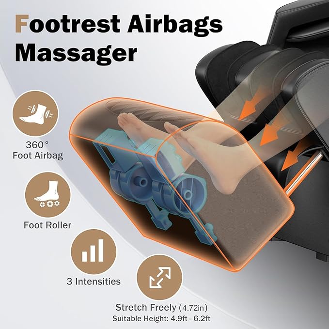 Massage Chair Full Body, 4D Zero Gravity Massage Chair Recliner with Heat, Shiatsu Massage Recliner Chair with 10 Fix Rollers, 5 Auto Modes, Foot Massage, Airbags, Control Screen
