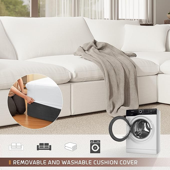 Forest aesthetics Cloud Modular Sectional Sofa,143" Down Filled Sofa 4 Seat with Chaise,Minimalist Sofa Cover Washable and Replaceable Couches for Living Room,Sectional Sofa Deep Seat