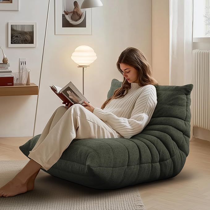 cebihy Compressed Bean Bag Chairs for BeanBag Chair Sofa Fireside Togo Sofa Big Lazy Lounge Chairs for Living Room Bedroom Dorm Office,Green