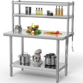 YITAHOME NSF Stainless Steel Table with Overshelves, 30" X 24" Work Table with 30" X 12" Shelf, Metal Table Prep Table for Home Kitchen Restaurant Garage Warehouse