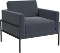 HomePop Modern Metal Frame Accent Chair|Homepop Home Décor|Accent Chairs for Living Room & Bedroom - Steel Blue Velvet