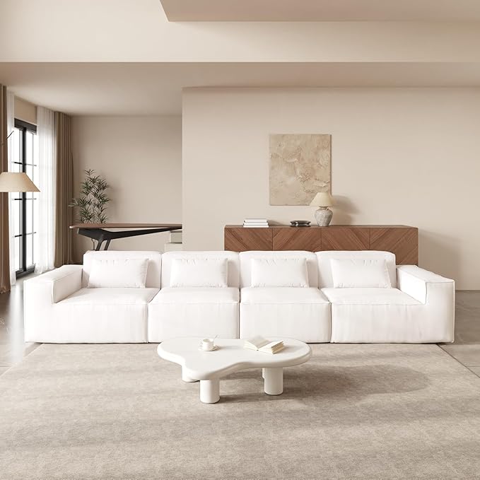 JACH 149" Cloud Sectional Couch, Huge Plus 4 Seater Modular Sofa, Modern Comfy Cloud Couches, Sofas Furniture for Living Room, Office, Apartment, Beige