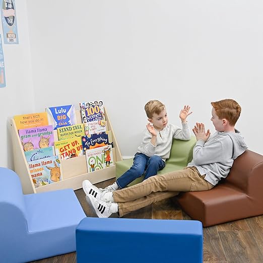 Children's Factory Library Lounger, Flexible Seating Classroom Furniture, Comfy Kids Chairs, Deep Water Blue, Single Lounger