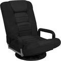 Best Choice Products Swivel Gaming Chair 360 Degree Multipurpose Floor Chair Rocker for TV, Reading, Playing Video Games w/Lumbar Support, Armrest Handles, Adjustable Foldable Backrest - Black/Black