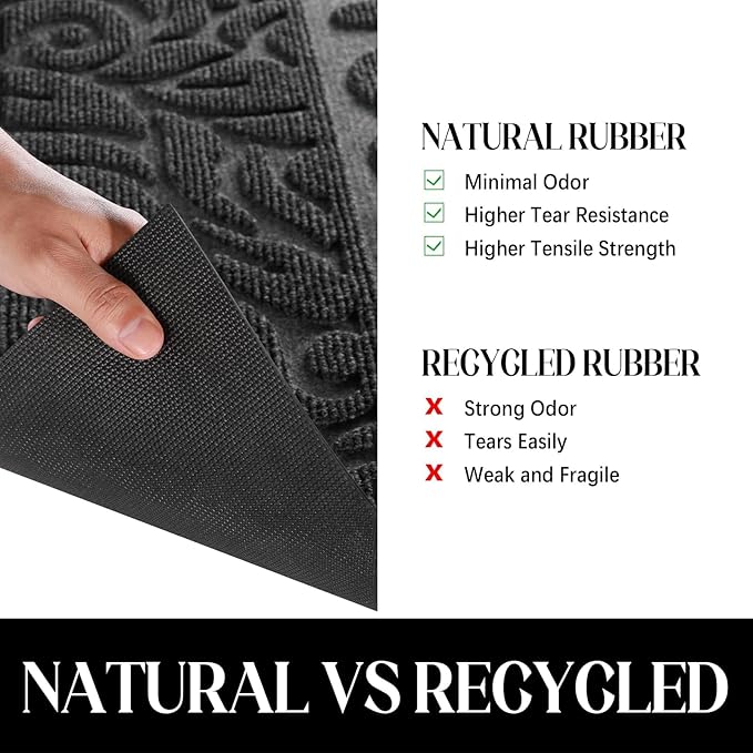 Yimobra Large Welcome Mat 36x24, Waterproof Non-Slip Outdoor Mats for Front Door Outside Entrance, Low-Profile Entryway Mat Indoor for Garage Patio, Grey