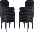 Black Stackable Office Chairs no Arms Set of 20, Mesh Fabric Reception Chairs with Padded Seat, Ergonomic Conference Desk Chairs Guest Chair for Meeting/Events/Hall/Training Room