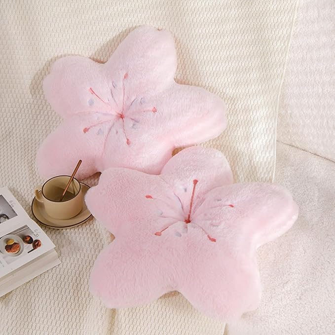 Soft teddy velvet Five star flower cushion Four-leaf clover cushion Sofa Bedroom living Room cushion cover -17 inches (light pink)