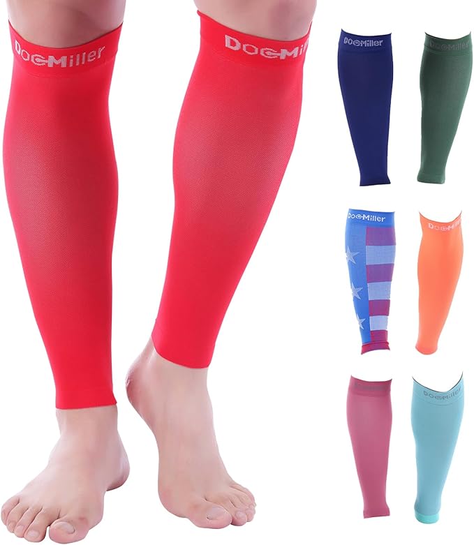 Doc Miller Compression Calf Sleeve for Men & Women – 20-30mmHg Graduated Support for Running, Shin Splints, Calf Strain – Knee High, Small to 6XL Plus Size