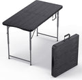 4 Feet Foldable Table Adjustable Height with Built in Handle, Steel Legs | 4FT Heavy Duty Portable | Perfect for Party Dining Wedding Events Picnic Indoor Outdoor Camping Utility Folding - 4 Foot