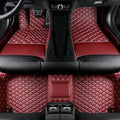 TAHALI Custom Colors Car Floor Mats Black Pink for 99.9% Sedan SUV Sports， All-Weather Liners Car Floor mat，Luxury Leather Automotive Floor Mats (Wine Red,3D Floor Mats)