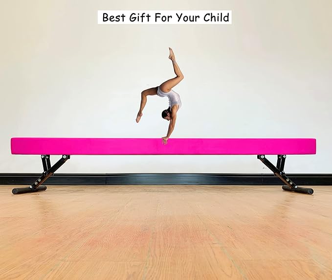MARFULA Adjustable Balance Beam 8 ft Gymnastic Beam Adjustable Height for Kids and Teenage of All Gymnastic Levels, Gymnastic Training Beam Gymnastic Equipment for Athlete Home and Gym Club Use