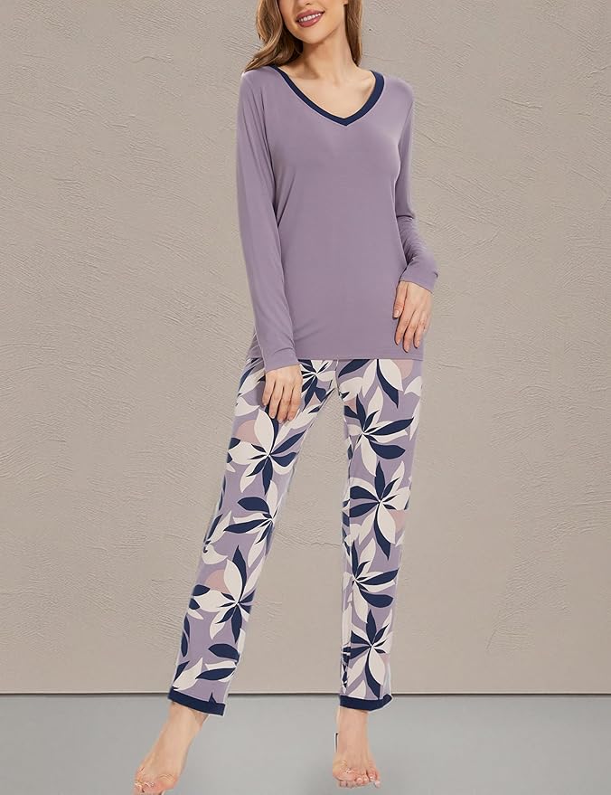 GYS Viscose from Bamboo Women's Pajama Sets Super Soft Long Sleeve Sleepwear Comfy Winter Pjs Sets S-4X