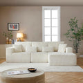 110" Cloud Sectional Couch, Modular Sectional Sofa with Deep Seat, Corduroy Upholstered Boneless Couch for Living Room Bedroom, Left Facing Chaise (Beige, 110" Right Facing Chaise)
