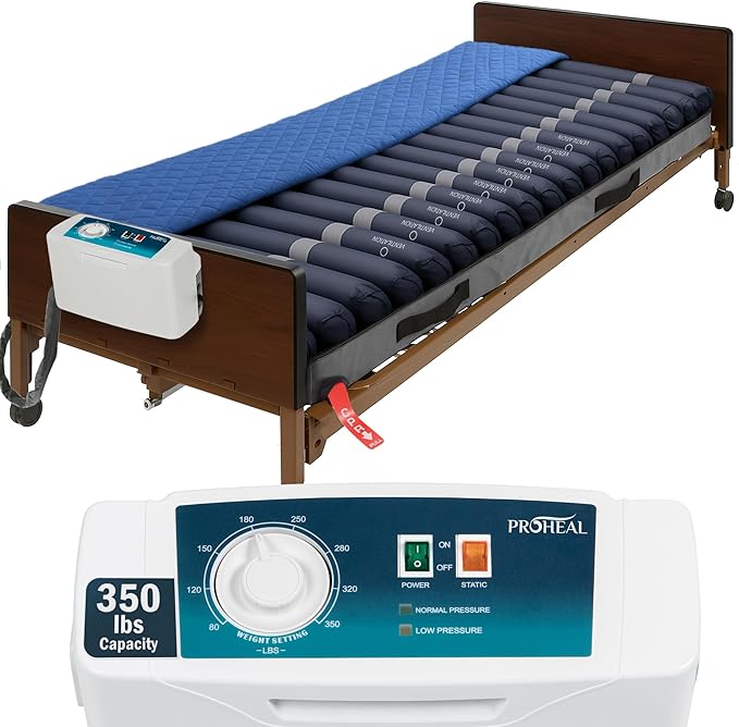 ProHeal Low Air Loss Alternating Pressure Mattress - 36” x 84” x 8” - Cell On Cell Base - Pressure Mattress for Bed Sores with Silent Air Pump - Hospital Bed for Stages I-III