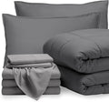 Bare Home Bed-in-A-Bag 8 Piece Comforter & Sheet Set - Split King - Goose Down Alternative - Ultra-Soft 1800 Premium Bedding Set (Split King, Grey/Light Grey)