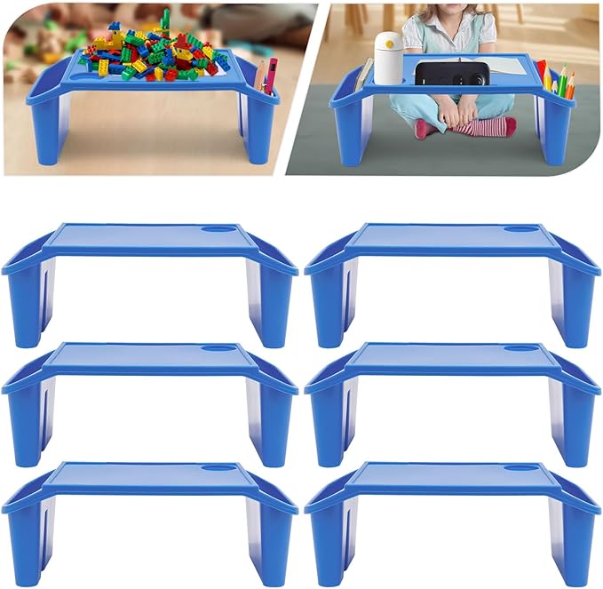 6 Pcs Kids Lap Desk Tray Set for Writing & Eating, Portable Lightweight Desks with Side Pockets for Home, School, Classroom, and Travel Use