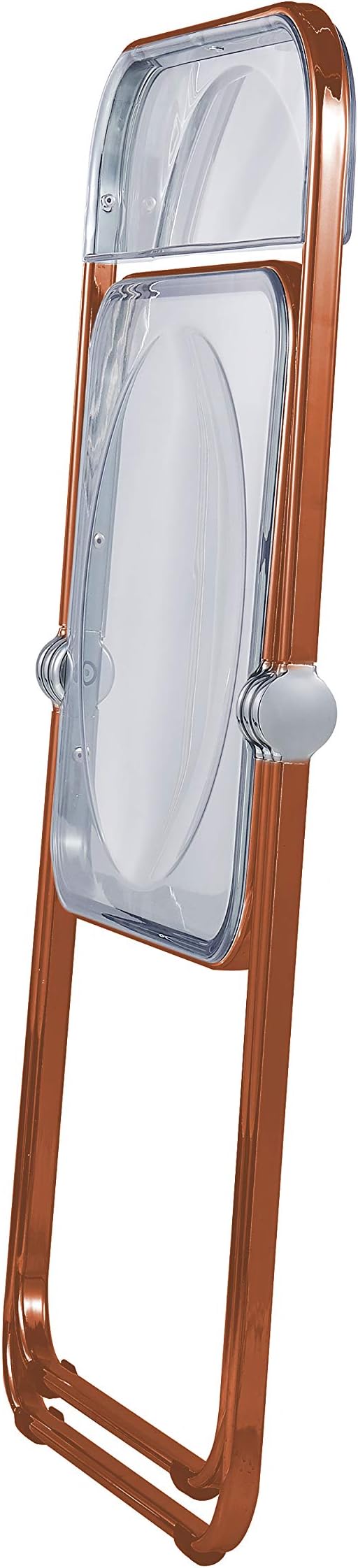 LeisureMod Lawrence Modern Transparent Acrylic Folding Chair with Metal Frame (Orange)