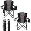 ALPHA CAMP Oversized Folding Camping Chair, Heavy Duty Portable Lawn Chairs with Cooler Bag, Side Pocket & Cup Holder, Folding Chairs for Outside Support 450 LBS