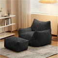 LKD Oversized Bean Bag Chairs for Adults,Bean Bag Chair with arms,Plush Bean Bag,Modern Living Room Decorative Chair,Corner Chair Bedroom,Reading Sofa, Dormitory Lounge Chairs (Black, with Ottoman)