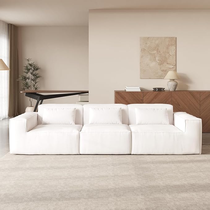 JACH 118" Modular Sectional Sofa, Huge Plus 3 Seater Cloud Couch, Modern Comfy Cloud Couches, Sofas Furniture for Living Room, Office, Apartment, Beige