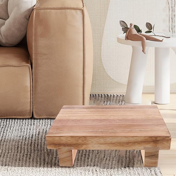 PRETYZOOM Wooden Step Stool for Adults 7 Inch Height Compact Footrest Stool for Elderly Bedside Use Home Office Entryway