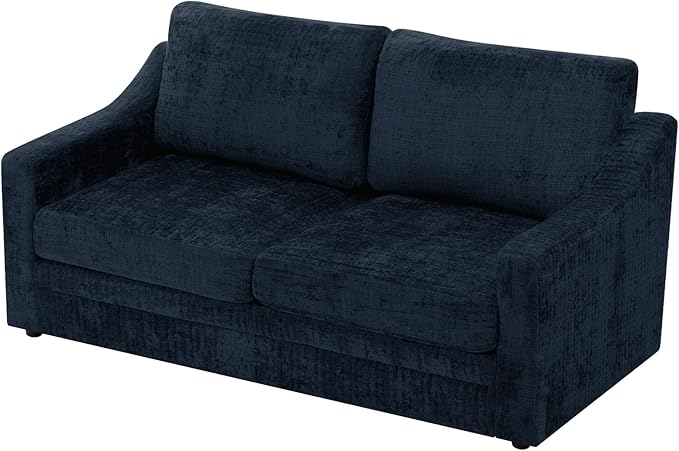 ACMEASE 67” Chenille 2-Seat Sofa w/Comfortable Back Cushions, Modern Love Seat w/Deep Seat Space, Upholstered 2 Seater Couch w/High Resiliency Foam for Living Room, Office Blue