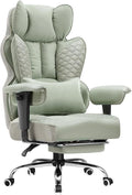 COMHOMA Big and Tall Office Chair 400LBS Wide Ergonomic Gaming Chair with Deluxe Embossing Designed Leather with Foot Rest,150°Reclining Adjustable Armrests Pocket Spring Back Support and Pillow
