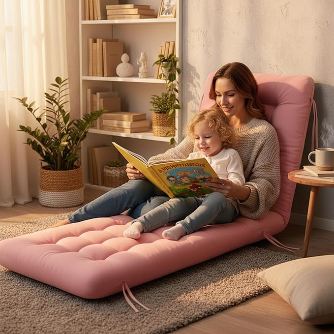 Vercraft Long Floor Cushion Large Floor Cushion with Brushed Cotton 74.8 x 27.5 x 3.15 in Jumbo Lounger Pillow for Outdoor Indoor Bay Window Meditation Yoga Reading Sleeping(Pink)
