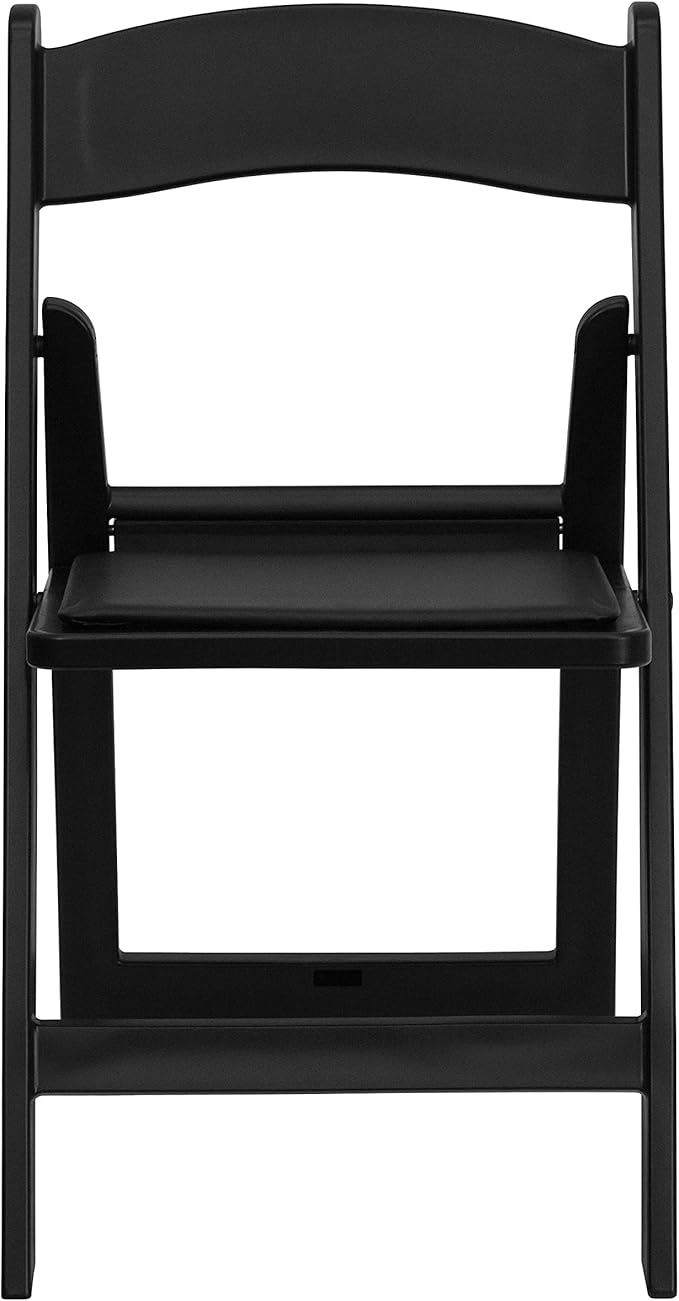 EMMA + OLIVER Folding Chair - Black Resin – 4 Pack 800LB Weight Capacity Comfortable Event Chair - Light Weight Folding Chair