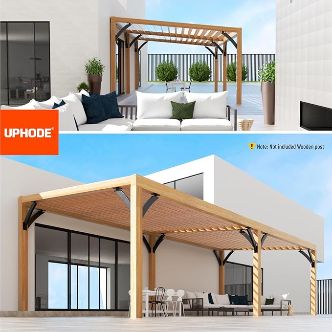 Uphode Q235-Steel Integrated Arc 2''x4''(Actual Tube Dia: 1.5''x 3.2'') 45 Degree Adjustable Angle Support Pergola Brackets Heavy Duty 2Pack