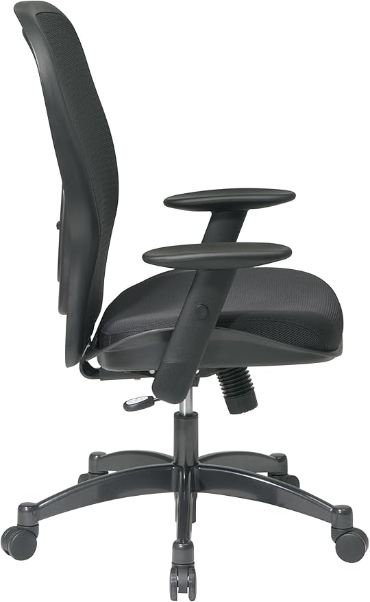 Space Seating 23 Series Breathable Mesh Back Adjustable Manager's Office Chair with Padded Mesh Seat and Heavy Duty Gunmetal Finish Base, Black