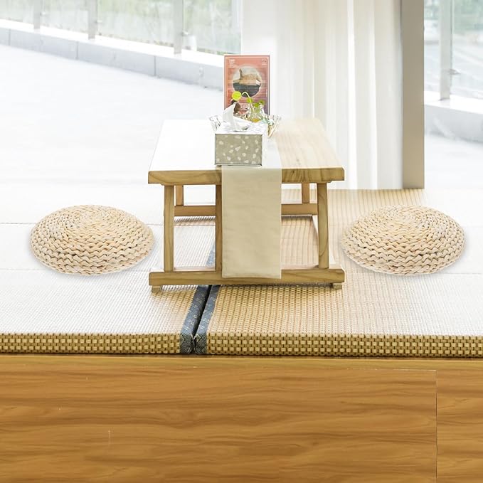 Yardenfun Round Straw Weave Cushion with Space Cotton Filling Comfortable Handmade Seat Pad for Meditation Yoga Tatami Windowsill Sitting Mat
