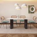 HOCEWI Rattan Dining Chairs Set of 4, Christmas Chair Mid Century Modern Dining Chairs with Cane Back for Kitchen Dining Room, 19 Inch Fabric Green