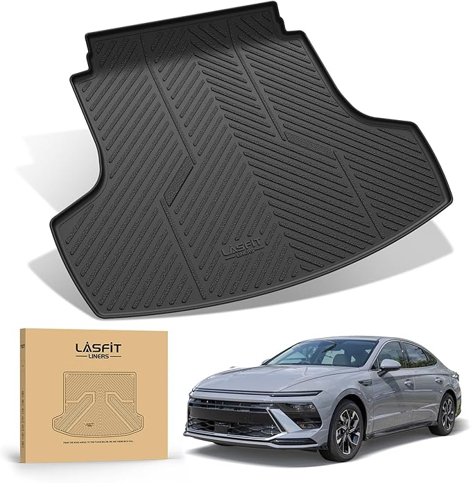 LASFIT Cargo Mat for Hyundai Sonata 2026 2025 2024 2023 2022 2021 2020 / Kia K5 2021-2025, All Weather TPE Custom Fit Car Trunk Mats Cargo Liners Accessoires, Black