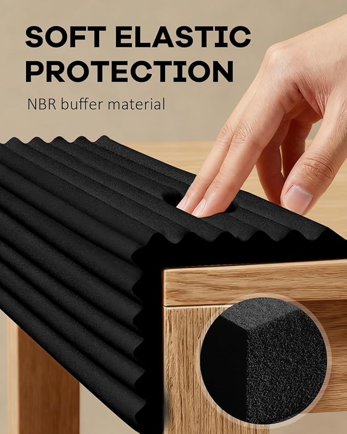 PUSHUJIA W Wide Edge Protector Strip Extra Thick Baby Proofing Bumper Guard with Strong Adhesive Child Safety for Table Desk Bed Cabinet Furniture in Home and Nursery (Black)