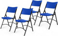 OEF Furnishings OEF600 Series High Back Folding Chairs, Blow-Molded Polyethylene Commercial-Grade Seating for Indoor and Outdoor Use, 500 lb Weight Capacity, 4-Pack (Blue)