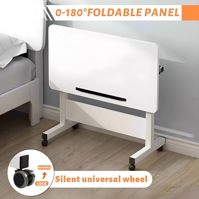HDHNBA Rolling Desk Adjustable Height,Portable Laptop Desks,Small Standing Desk with Wheels for Home Office