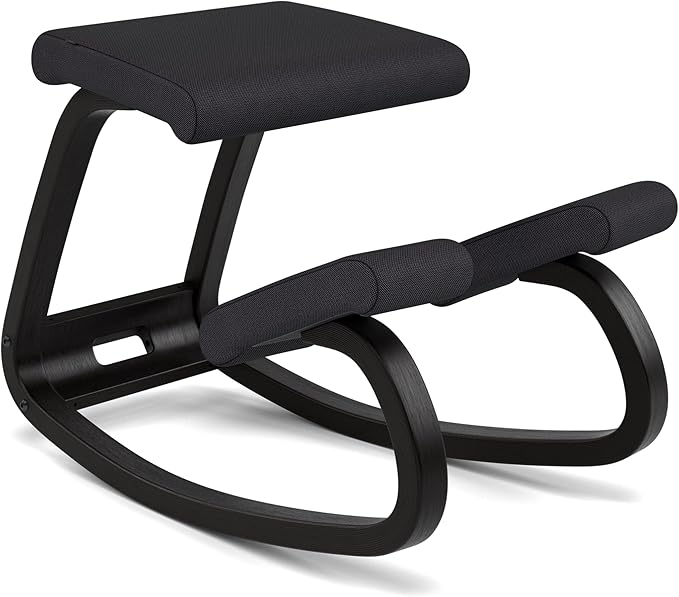Varier Variable Black/Black Ergonomic Office Kneeling Chair – Active Sitting, Rocking Seat for Home, Study & Posture Support – 10 Year Quality Guarantee