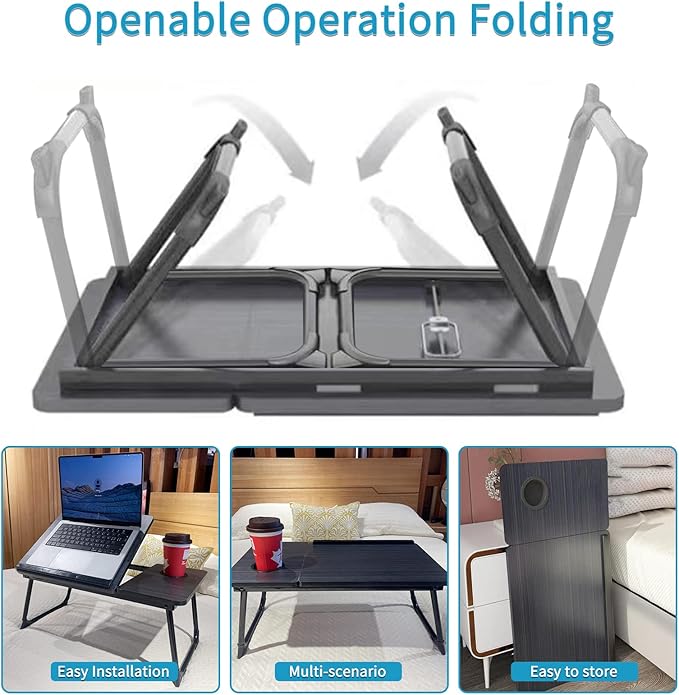 CloudTrip Laptop Desk for Bed or Couch, Lap Desk, Woking in Bed Desk, Home Office Desks, Breakfast Tray, Desk with Cup Holder, Watching Movies in Bed, Laptop Stand for Bed, Fordable Legs Desk (White)