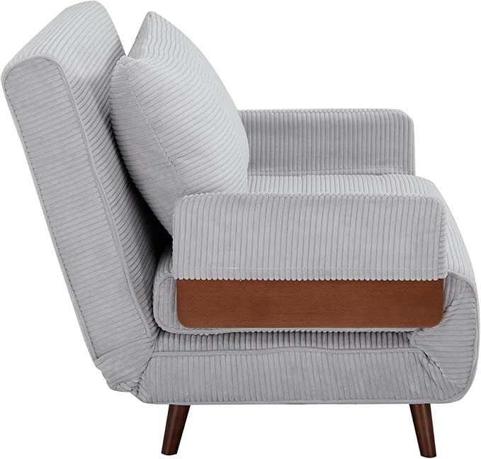 CITTANEO 42" Convertible Sleeper Chair, 3-in-1 Chair Bed Sleeper for Adults with Adjustable Backrest, Pillow & Wooden Arms, Loveseat Sofa Bed for Apartment, Office, Light Gray