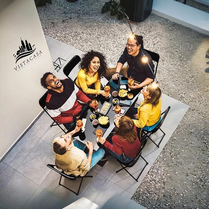 30 Pack Black Plastic Folding Chair, Indoor Outdoor Portable Stackable Commercial Seat with Steel Frame 350lb. Capacity for Events Office Wedding Party Picnic Kitchen Dining