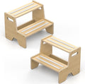 Uiirvdy Step Stool for Toddler, Sturdy Wooden 2-Step Stool with Anti-Slip Surface and Pads for Barthroom, Kitchen, Bedroom, Toilet, and Potty Training - 2 Pack