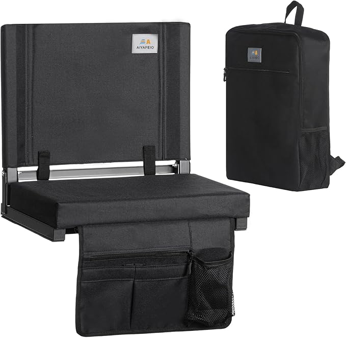 Stadium Seats for Bleachers with Back Support, Bleacher Chairs with Back，Portable Bleacher Seats with Cushions and Backpacks，Wide Stadium Chair for Sports Events and Concerts