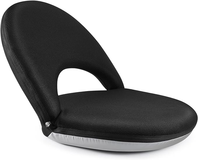 Nnewvante Floor Chair 42-Position Adjustable Floor Seating for Kids Adults with Back Support Folding Floor Seat Cushioned Recliner Meditation Washable Chaise Lounges, Black